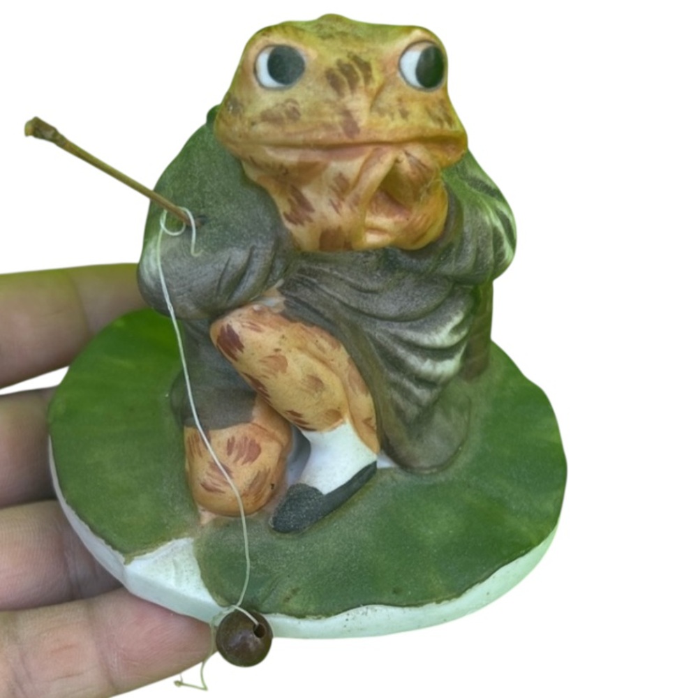 Vintage Reptile Figurine with Fishing Rod